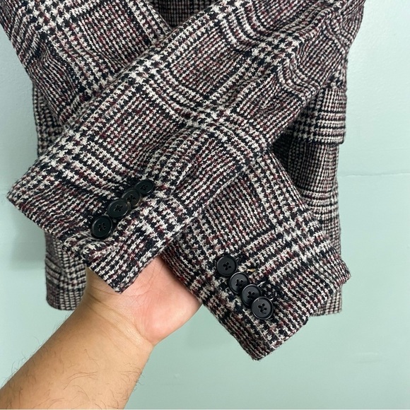 Veronica Beard Wool Blend Plaid Dickey Jacket Blazer Red Black Sz 4 - Picture 4 of 6